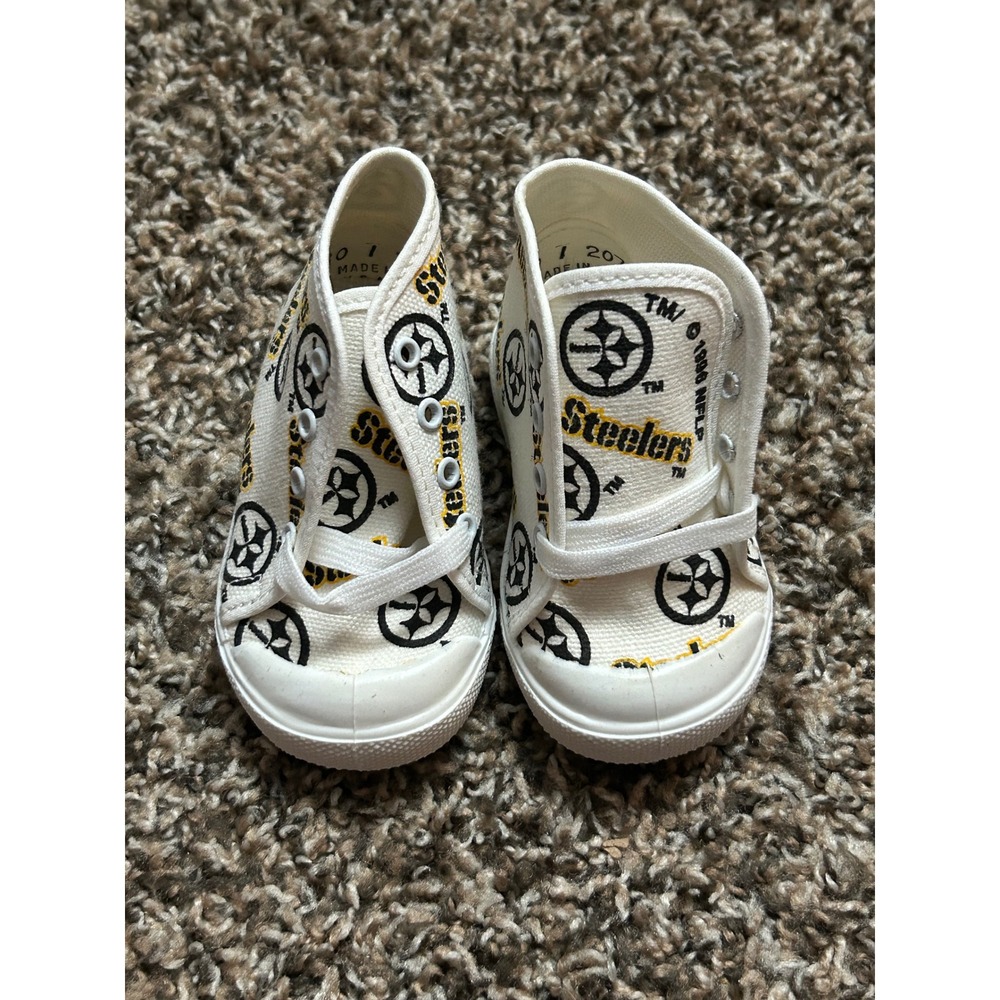 Vintage 1996 Pittsburgh Steelers NFL Baby Shoes Infant Size 1 Canvas High Tops